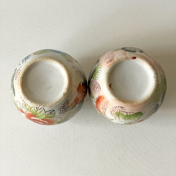 Pair Vintage Hand Painted Bird Floral Vase Ginger Jar Mid Century Asian Pottery - Picture 5 of 8